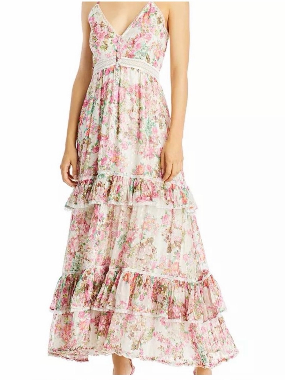 Rococo Sand Vie Maxi pink floral maxi dress size M